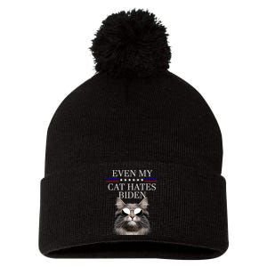 Even My Cat Hates Biden Pom Pom 12in Knit Beanie