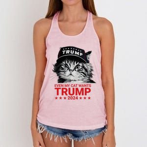 Even My Cat Wants Trump 2024 Women's Knotted Racerback Tank