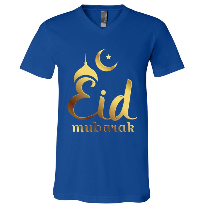 Eid Mubarak Celebrate With Unity For Muslims Eid Fitr Adha Cool Gift V-Neck T-Shirt