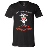 Eat More Chicken Funny Cow Appreciation Day Gift Cow Lovers V-Neck T-Shirt