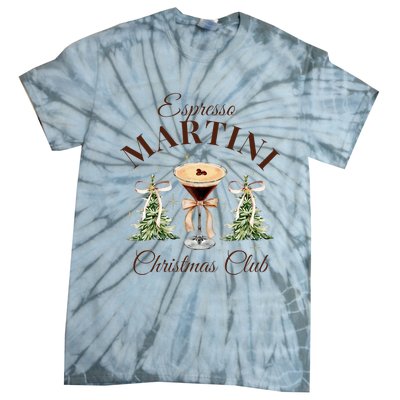 Espresso Martini Christmas Club Coquette Bow Xmas Pajamas Tie-Dye T-Shirt