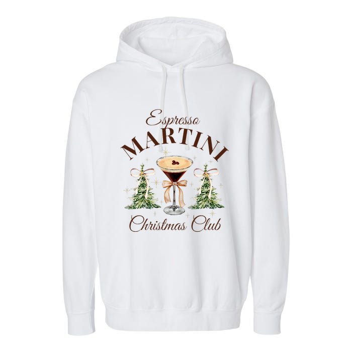 Espresso Martini Christmas Club Coquette Bow Xmas Pajamas Garment-Dyed Fleece Hoodie