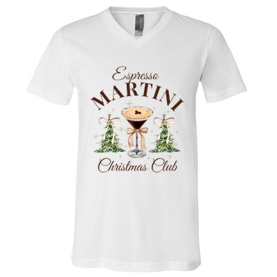 Espresso Martini Christmas Club Coquette Bow Xmas Pajamas V-Neck T-Shirt