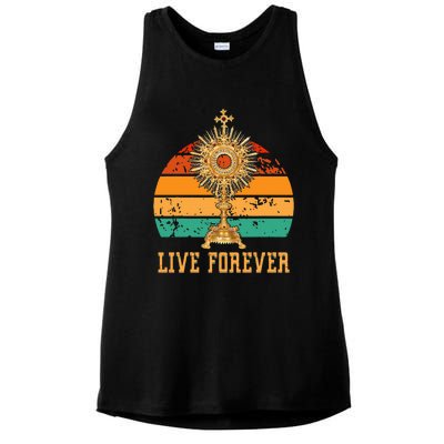 Eucharist Monstrance Catholic Church Lives That Forever Ladies PosiCharge Tri-Blend Wicking Tank