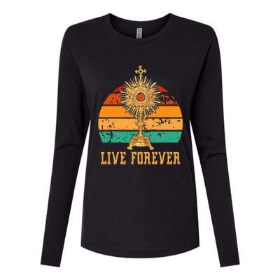 Eucharist Monstrance Catholic Church Lives That Forever Womens Cotton Relaxed Long Sleeve T-Shirt