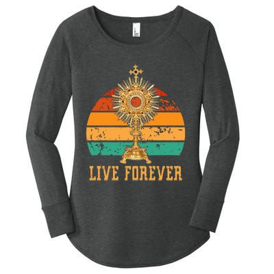 Eucharist Monstrance Catholic Church Lives That Forever Women's Perfect Tri Tunic Long Sleeve Shirt