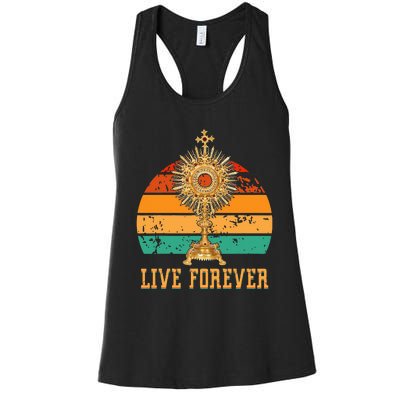 Eucharist Monstrance Catholic Church Lives That Forever Women's Racerback Tank