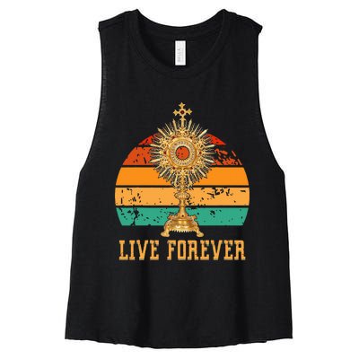 Eucharist Monstrance Catholic Church Lives That Forever Women's Racerback Cropped Tank