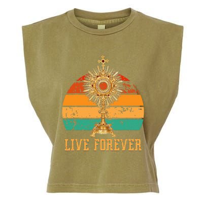 Eucharist Monstrance Catholic Church Lives That Forever Garment-Dyed Women's Muscle Tee