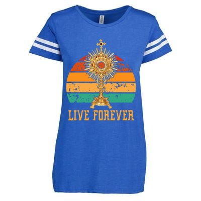 Eucharist Monstrance Catholic Church Lives That Forever Enza Ladies Jersey Football T-Shirt