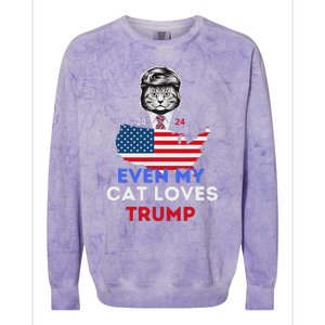 Even My Cat Loves Trump 2024 Cat Lovers Support Trump Colorblast Crewneck Sweatshirt