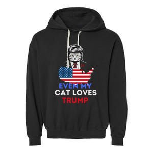 Even My Cat Loves Trump 2024 Cat Lovers Support Trump Garment-Dyed Fleece Hoodie