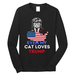 Even My Cat Loves Trump 2024 Cat Lovers Support Trump Long Sleeve Shirt