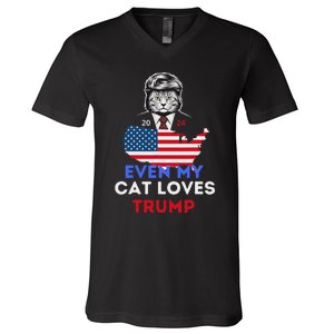 Even My Cat Loves Trump 2024 Cat Lovers Support Trump V-Neck T-Shirt