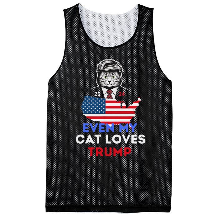 Even My Cat Loves Trump 2024 Cat Lovers Support Trump Mesh Reversible Basketball Jersey Tank