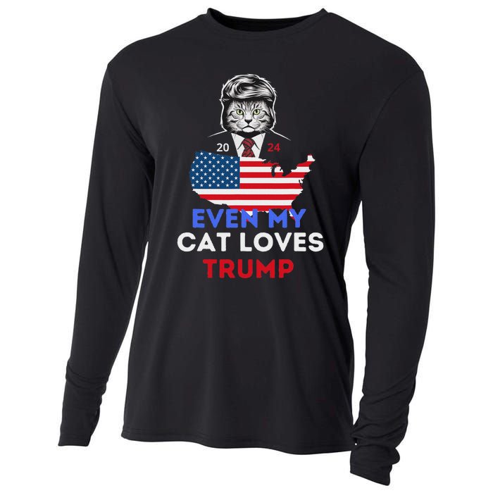 Even My Cat Loves Trump 2024 Cat Lovers Support Trump Cooling Performance Long Sleeve Crew