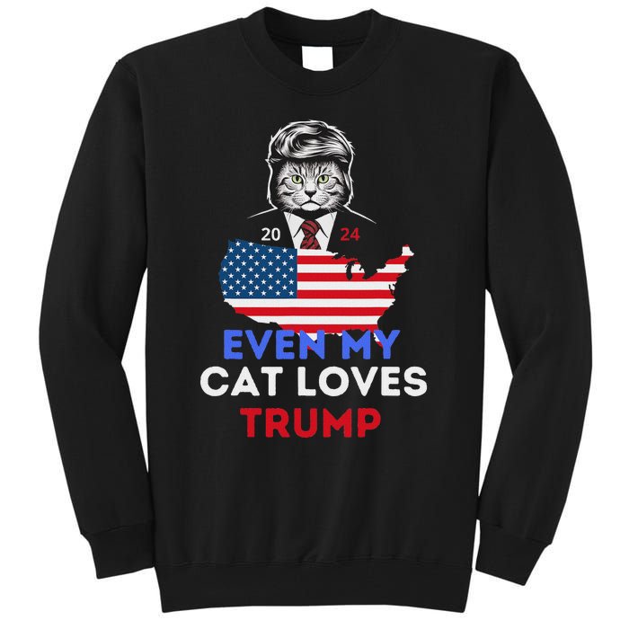 Even My Cat Loves Trump 2024 Cat Lovers Support Trump Tall Sweatshirt