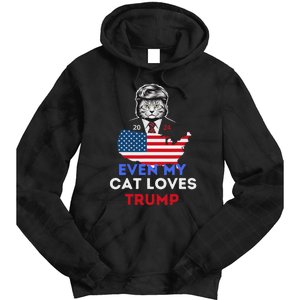 Even My Cat Loves Trump 2024 Cat Lovers Support Trump Tie Dye Hoodie