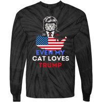 Even My Cat Loves Trump 2024 Cat Lovers Support Trump Tie-Dye Long Sleeve Shirt