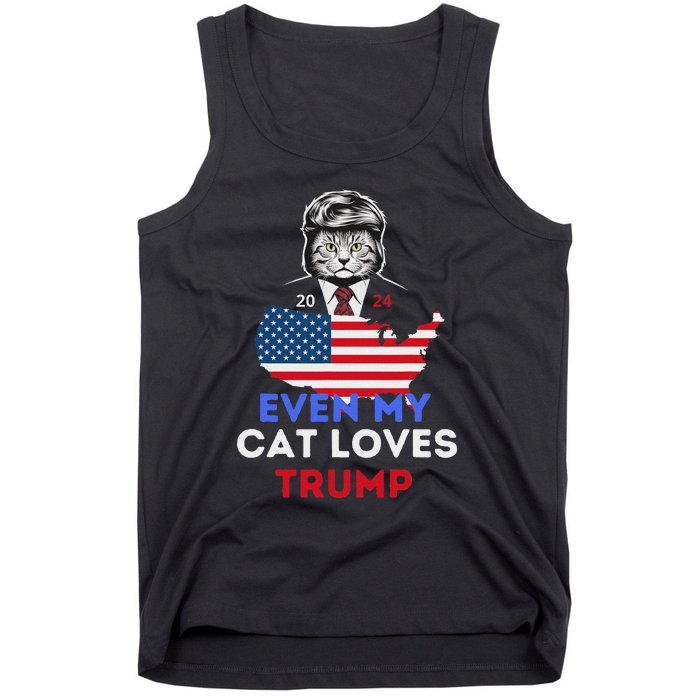 Even My Cat Loves Trump 2024 Cat Lovers Support Trump Tank Top