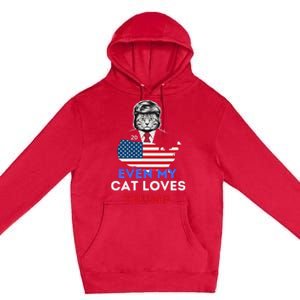 Even My Cat Loves Trump 2024 Cat Lovers Support Trump Premium Pullover Hoodie