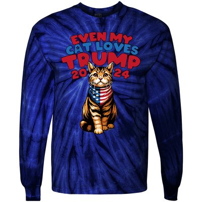 Even My Cat Loves Trump 2024 Tie-Dye Long Sleeve Shirt