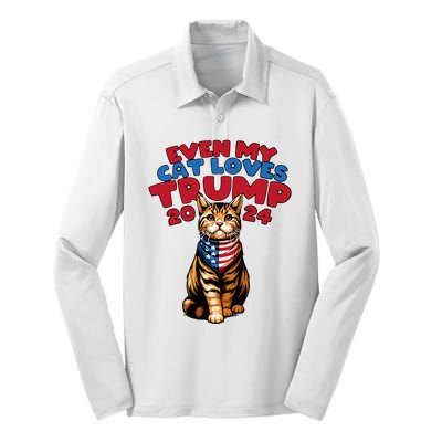 Even My Cat Loves Trump 2024 Silk Touch Performance Long Sleeve Polo