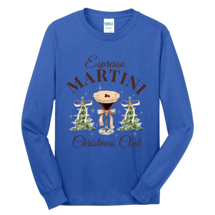 Espresso Martini Christmas Club Coquette Bow Xmas Pajamas Meaningful Gift Tall Long Sleeve T-Shirt