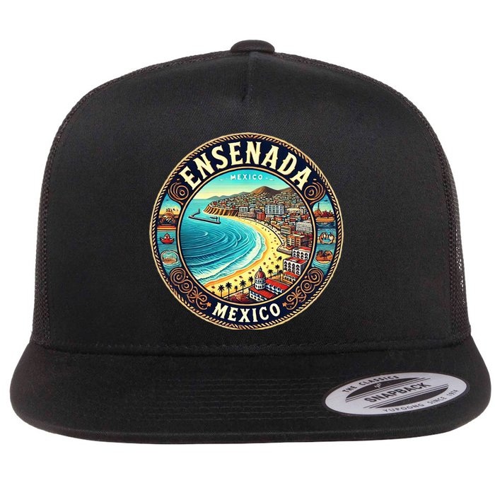 Ensenada Mexico Cruise Destination Flat Bill Trucker Hat