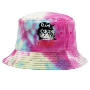 Even My Cat Wants Trump 2024 Funny American Cat Pro Trump Tie-Dyed Bucket Hat