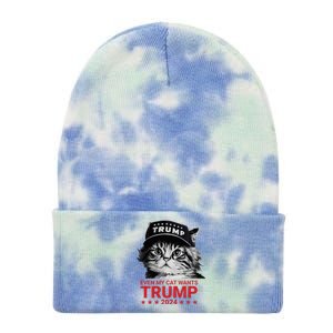 Even My Cat Wants Trump 2024 Funny American Cat Pro Trump Tie Dye 12in Knit Beanie