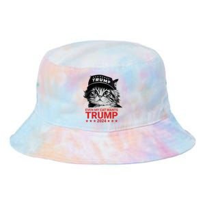 Even My Cat Wants Trump 2024 Funny American Cat Pro Trump Tie Dye Newport Bucket Hat