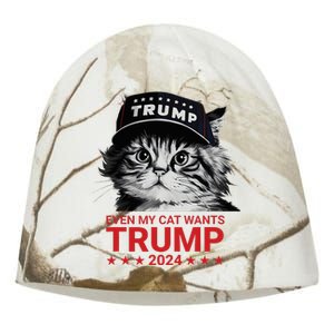 Even My Cat Wants Trump 2024 Funny American Cat Pro Trump Kati - Camo Knit Beanie