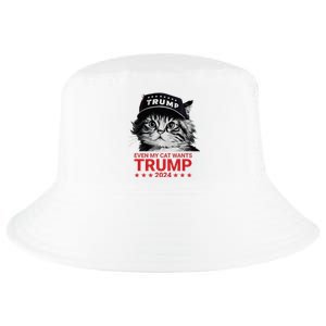 Even My Cat Wants Trump 2024 Funny American Cat Pro Trump Cool Comfort Performance Bucket Hat