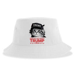 Even My Cat Wants Trump 2024 Funny American Cat Pro Trump Sustainable Bucket Hat