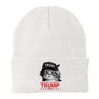 Even My Cat Wants Trump 2024 Funny American Cat Pro Trump Knit Cap Winter Beanie