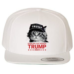 Even My Cat Wants Trump 2024 Funny American Cat Pro Trump Wool Snapback Cap