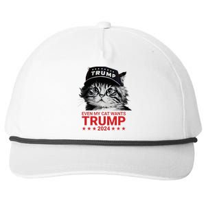 Even My Cat Wants Trump 2024 Funny American Cat Pro Trump Snapback Five-Panel Rope Hat