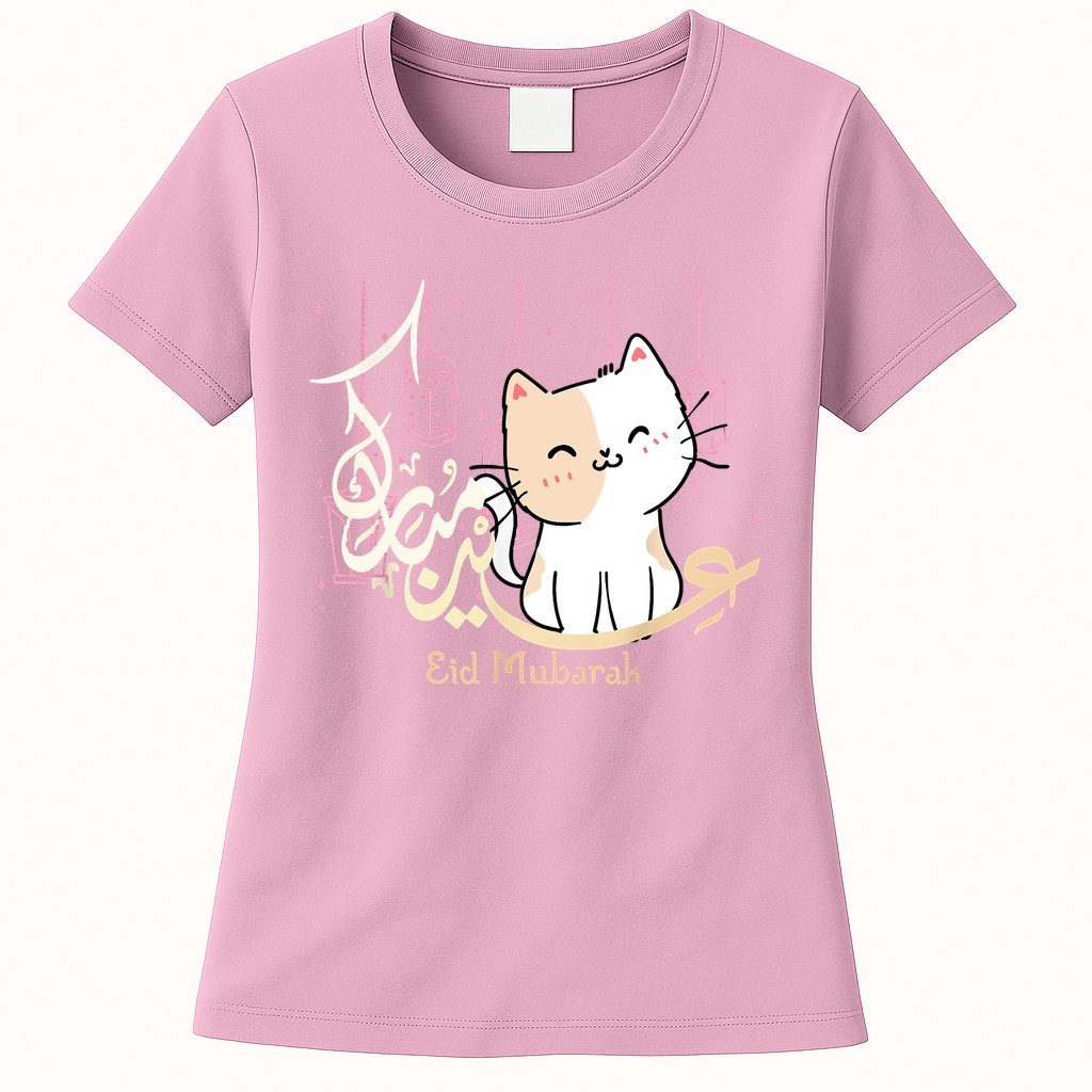Eid Mubarak Cat Womens T-Shirt