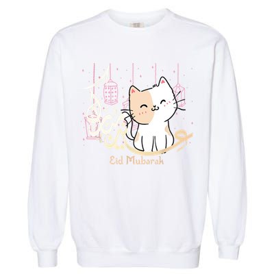 Eid Mubarak Cat Garment-Dyed Sweatshirt
