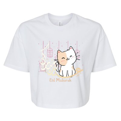 Eid Mubarak Cat Bella+Canvas Jersey Crop Tee