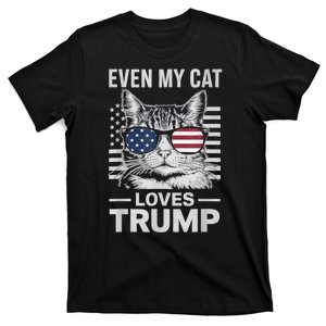 Even My Cat Loves Trump Usa Flag Election Trump Support T-Shirt