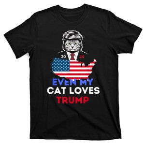 Even My Cat Loves Trump Usa Flag Election Trump Support T-Shirt