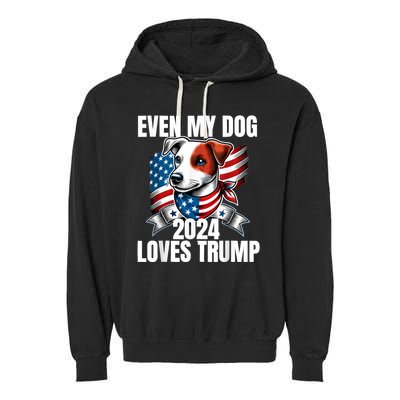 Even My Dog Loves Trump Usa Flag Election Trump Support Garment-Dyed Fleece Hoodie