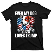 Even My Dog Loves Trump Usa Flag Election Trump Support T-Shirt