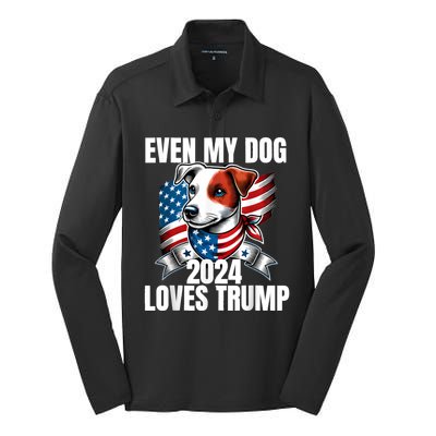 Even My Dog Loves Trump Usa Flag Election Trump Support Silk Touch Performance Long Sleeve Polo