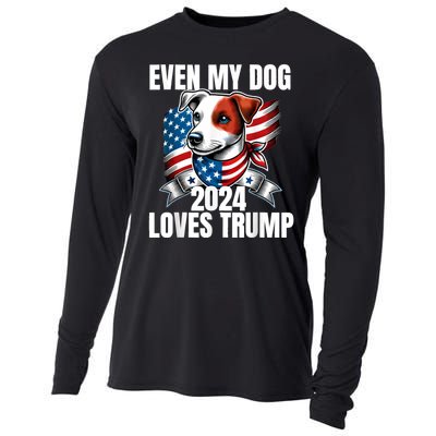 Even My Dog Loves Trump Usa Flag Election Trump Support Cooling Performance Long Sleeve Crew