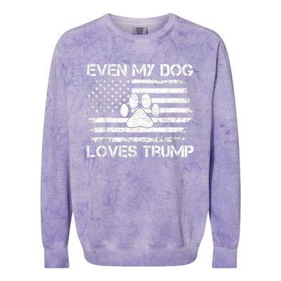 Even My Dog Loves Trump Usa Flag Election Trump Support Colorblast Crewneck Sweatshirt