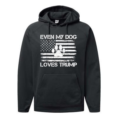 Even My Dog Loves Trump Usa Flag Election Trump Support Performance Fleece Hoodie