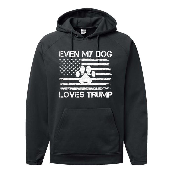 Even My Dog Loves Trump Usa Flag Election Trump Support Performance Fleece Hoodie